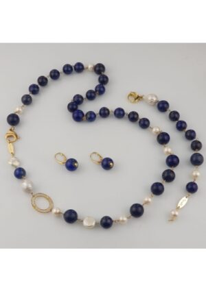 Parure Lapis, perle coltivate﻿