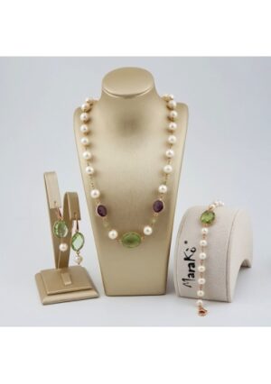 Parure perle coltivate, quarzi idrotermali﻿