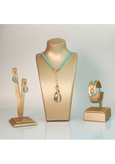 Parure Rugiada, Pasta turchese 4 fiori﻿