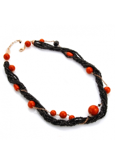 torchon agata nera, corallo bamboo rosso 