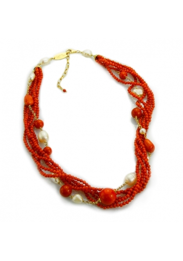 Torchon corollo bamboo rosso e perle di fiume