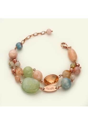 Bracciale a due fili acquamarina multicolor﻿