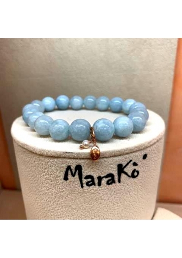 Bracciale acquamarina  milk 10 mm﻿