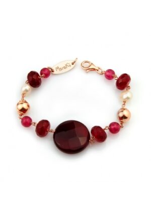 Bracciale agata ruby, perle coltivate﻿