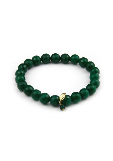 Bracciale elastico agata verde smeraldo﻿