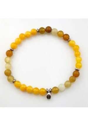 Bracciale giada birmana e agata gialla 6mm﻿