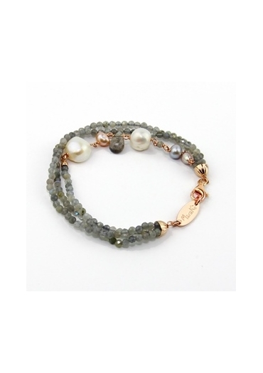 Bracciale labradorite diamond,Perle coltivate﻿
