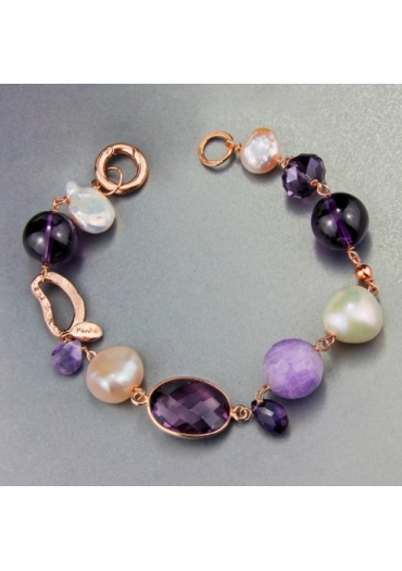 Bracciale perle coltivate,ametista﻿