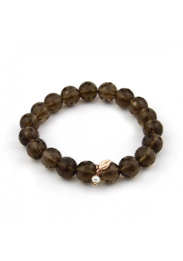 Bracciale quarzo fumè sfaccettato 10 mm﻿
