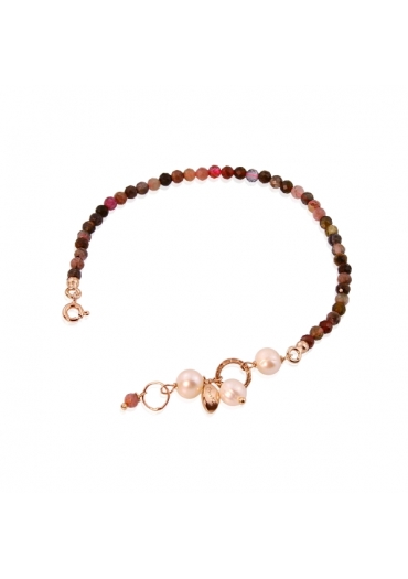 Bracciale rugiada,tormaline, perle coltivate﻿