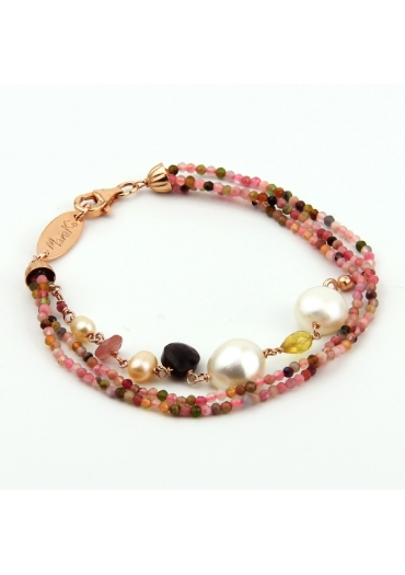 Bracciale tormaline diamond, perle coltivate﻿
