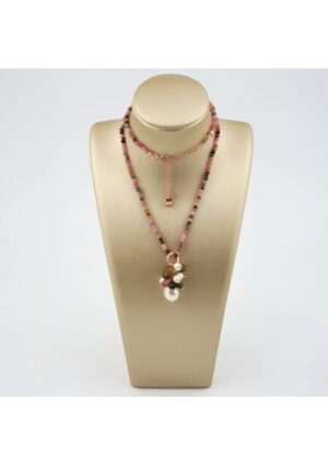 Collier tormaline, perle coltivate﻿