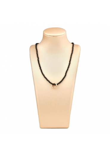 Collier agata nera ﻿rondelle sfacc.3,5 per 2 mm