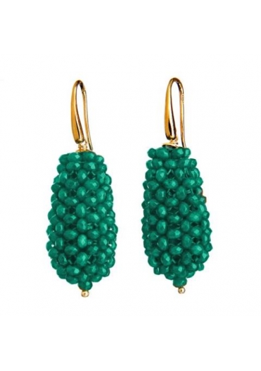Or goccia tessuta in agata verde smeraldo