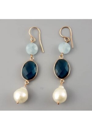 Or acquamarina, quarzo blu light, perla barocca﻿