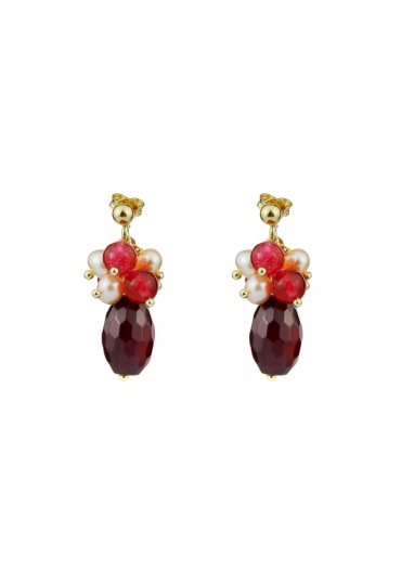 Orecchini agata ruby,perle coltivate