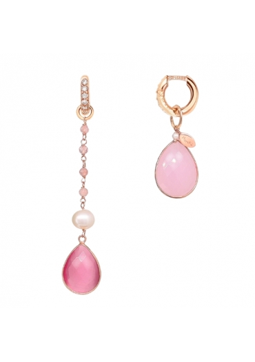 Orecchini  Fantasy zirconi e quarzi rosa  idrotermali﻿