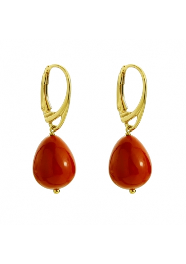 Orecchini goccia corallo bamboo rosso﻿