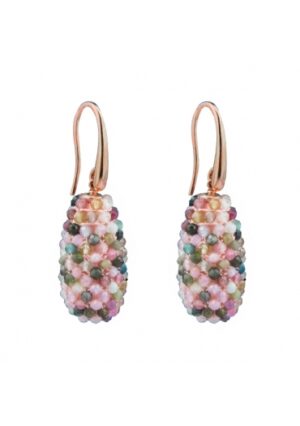Orecchini goccia tessuta  Tormaline taglio diamond﻿