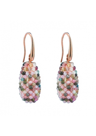Orecchini goccia tessuta  Tormaline taglio diamond﻿