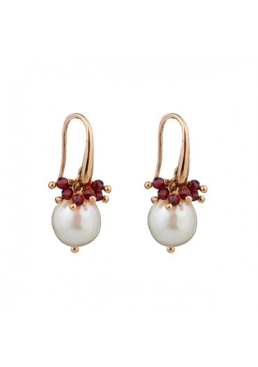 Orecchini perle coltivate,Granato diamond﻿