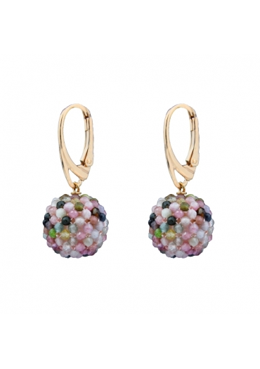 Orecchini sfera tessuta tormaline Taglio diamond﻿