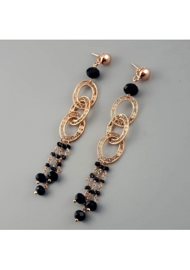 Orecchini spinello e agata nera lunghezza 10 cm﻿