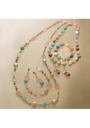 Parure acquamarina multicolor,  perle coltivate﻿