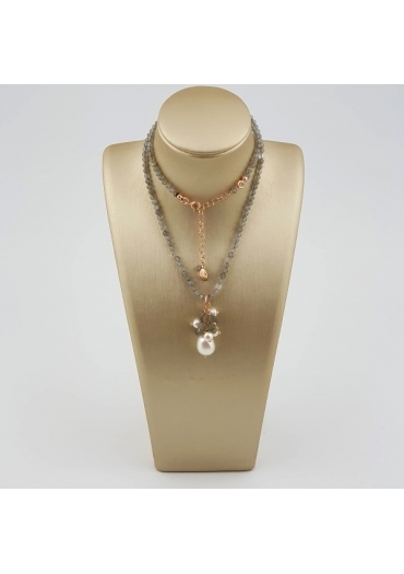 Collier Labradorite,perle coltivate﻿