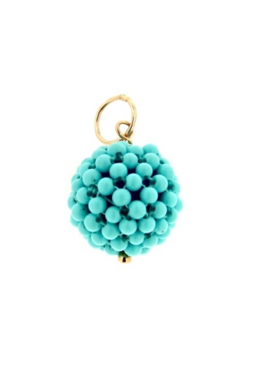 Sfera tessuta pasta turchese 4 fiori 14 mm﻿