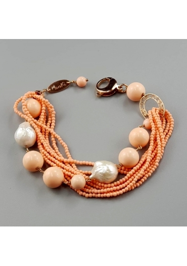 Bracciale corallo bamboo rosa bamboo