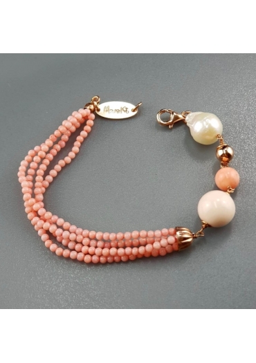 Bracciale corallo bamboo rosa
