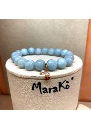 Bracciale acquamarina  milk 10 mm﻿