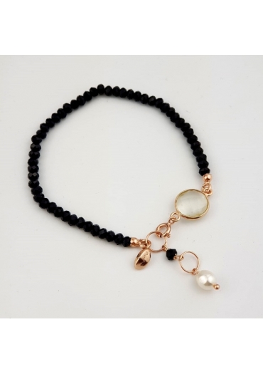 Bracciale aquarelle,agata nera﻿