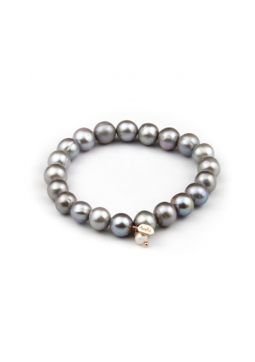 Bracciale perle coltivate grigie, 10 mm