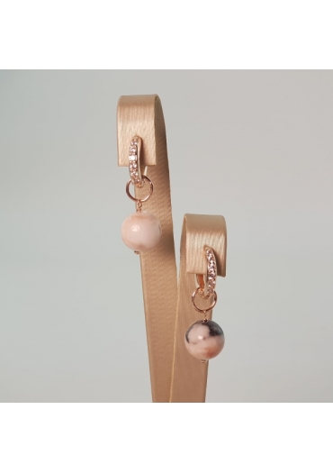 Cerchietti con zirconi, diaspro rosa 10 mm