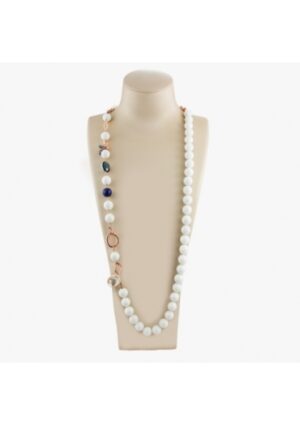 Collana scomponibile, agata bianca, quarzo blue light, iolite, agata blu zaffiro﻿