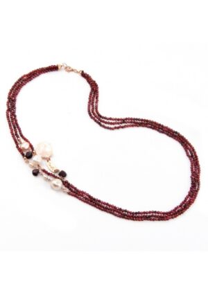 Collier 58 cm a tre fili Granato taglio diamond﻿