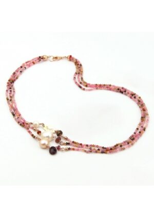 Collier  a 3 fili Tormaline perle coltivate﻿