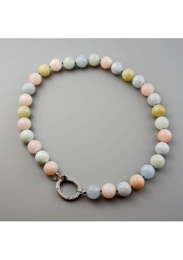 Collier acquamarina multicolor 14 mm lunghezza 50 cm