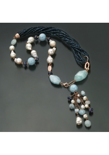 Collier agata blu zaffiro