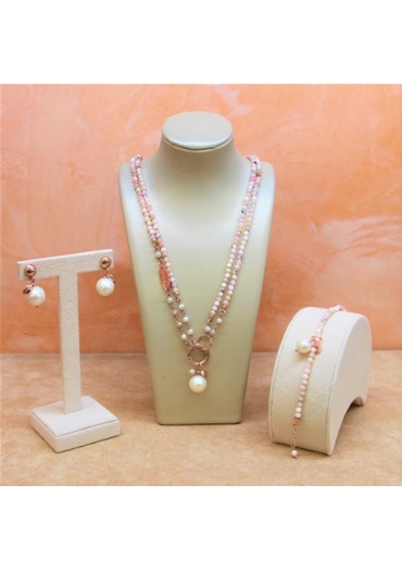 parure regolabile opale rosaTaglio diamond﻿