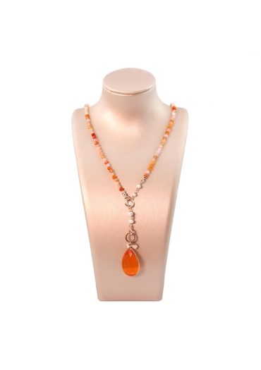 Collier Rugiada Corniola,goccia 24 per 15 mm agata arancione