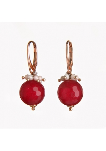 Orecchini agata ruby, opale rosa
