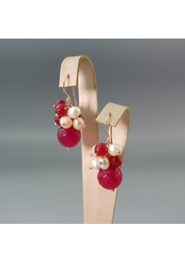 Orecchini Armony, Agata ruby, perle coltivate