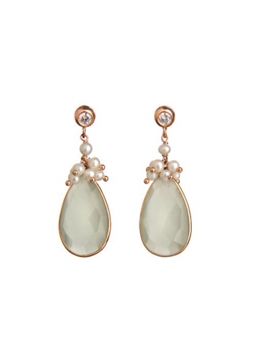 Orecchini perle coltivate- labradorite﻿