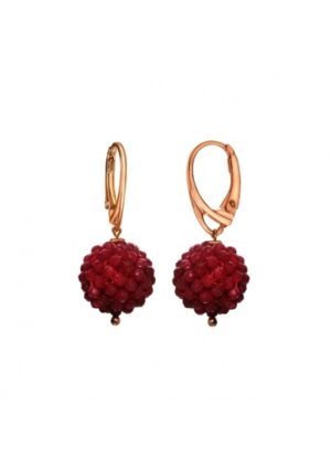 Orecchini  sfera tessuta a mano in agata ruby﻿