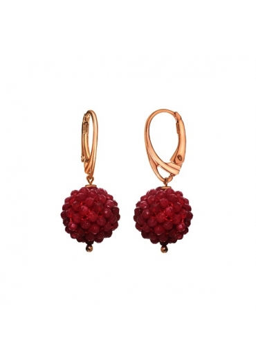 Orecchini sfera tessuta a mano in agata ruby