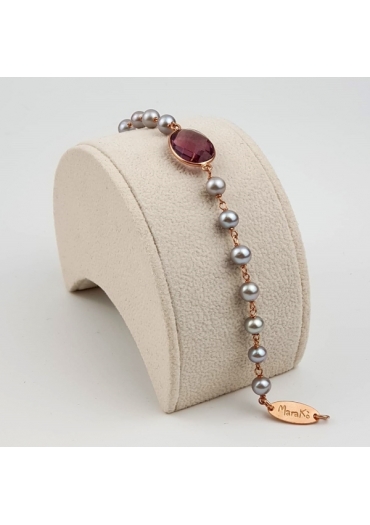 BR perle di f. grigie, castone ametista idrotermale – cod:BR1099