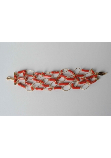 Bracciale a 5 fili, corallo rosso – cod:BR0680